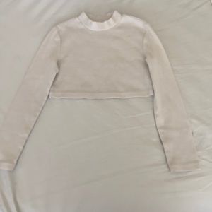 Cropped Ribbed Mockneck Long sleeve Shirt